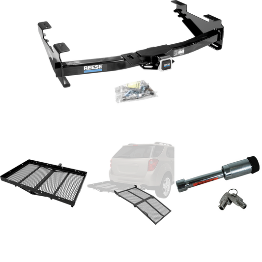 Fits 2003-2007 Chevrolet Silverado 3500 Trailer Hitch Tow PKG w/ Cargo Carrier + Bi-Fold Ramp + Hitch Lock (For (Classic) Models) By Reese Towpower