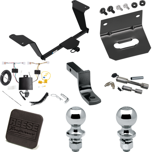 Fits 2021-2023 KIA K5 Trailer Hitch Tow PKG w/ 4-Flat Wiring Harness + Draw-Bar + 1-7/8" + 2" Ball + Wiring Bracket + Hitch Cover + Dual Hitch & Coupler Locks By Reese Towpower