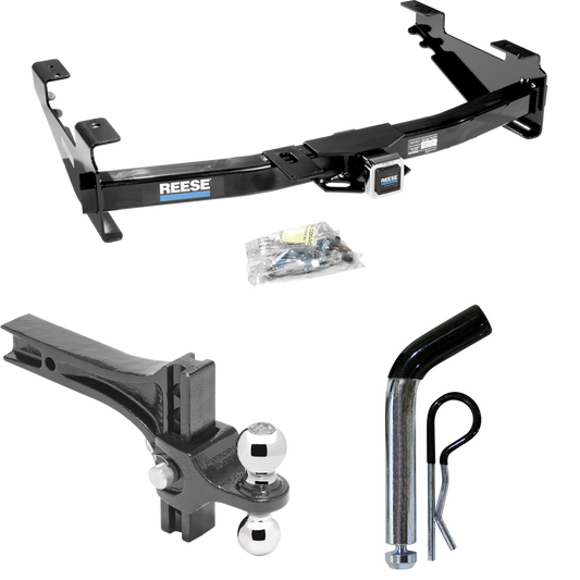 Fits 2003-2007 GMC Sierra 2500 HD Trailer Hitch Tow PKG w/ Dual Adjustable Drop Rise Ball Ball Mount 2" & 2-5/16" Trailer Balls + Pin/Clip (For (Classic) Models) By Reese Towpower