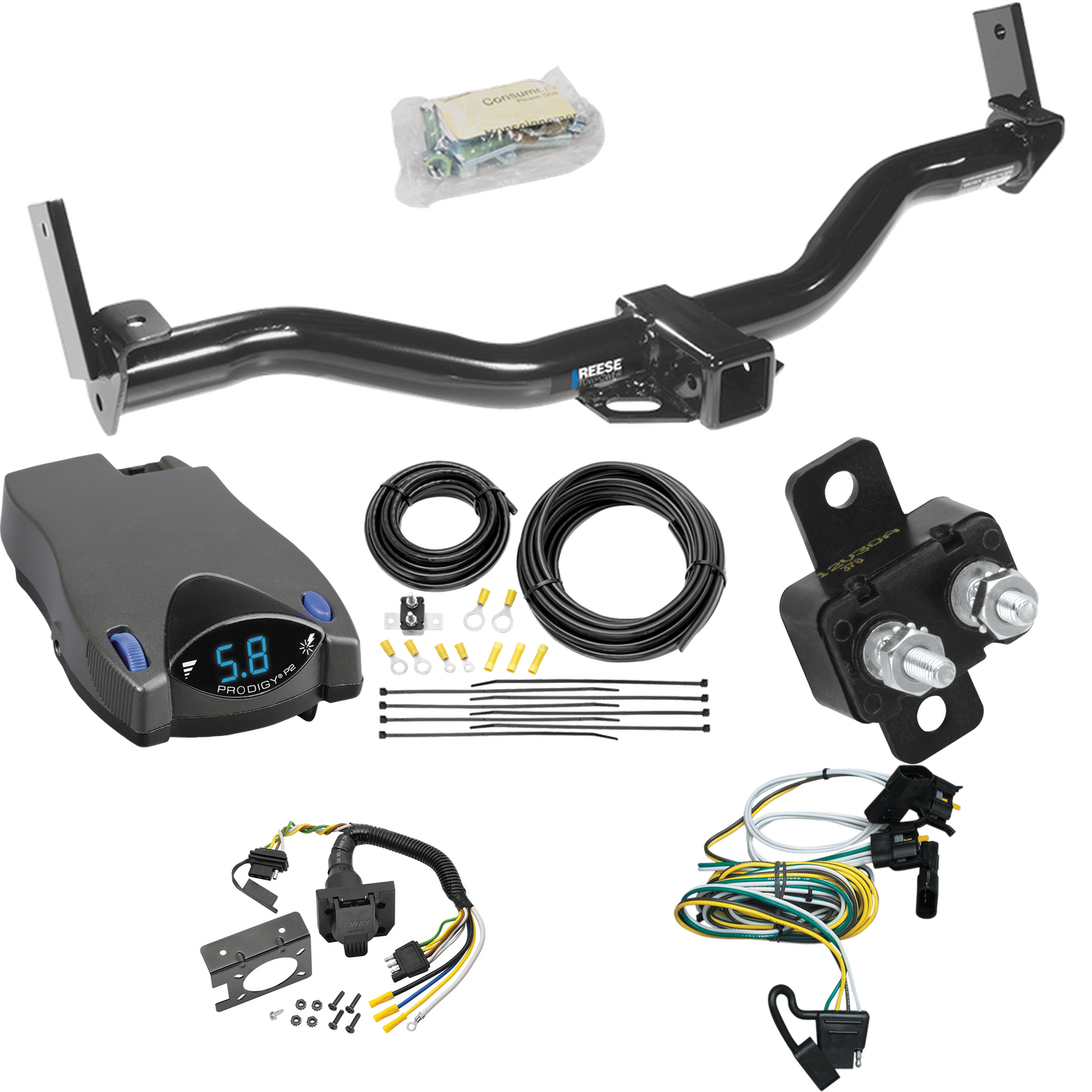 Fits 2001-2003 Ford Explorer Sport Trailer Hitch Tow PKG w/ Tekonsha Prodigy P2 Brake Control + 7-Way RV Wiring By Reese Towpower