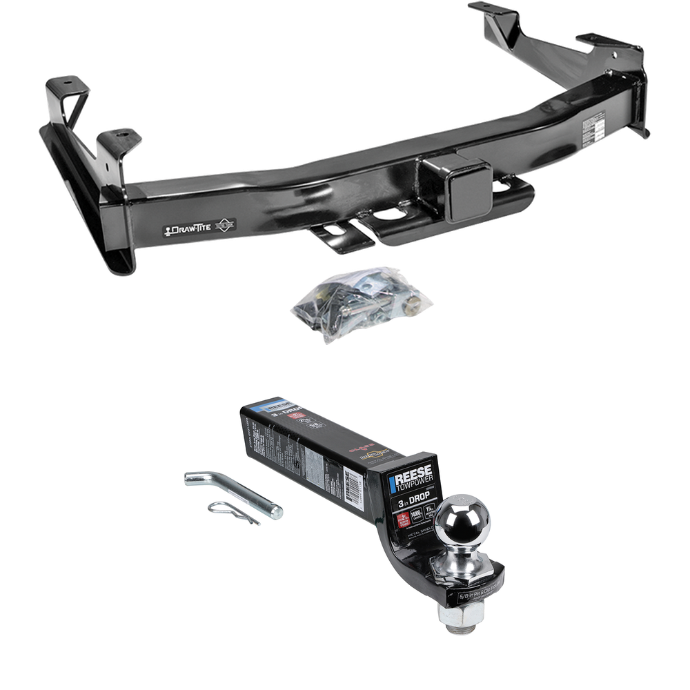 Fits 2007-2010 Chevrolet Silverado 2500 HD Trailer Hitch Tow PKG w/ Interlock Ball Mount Starter Kit 3" Drop w/ 2" Ball By Draw-Tite