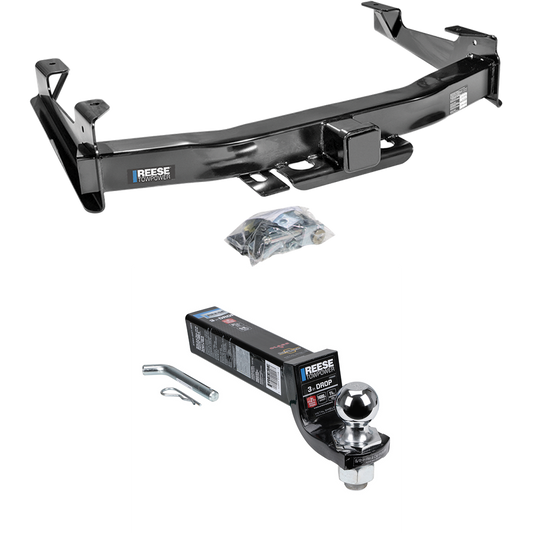 Fits 2001-2002 GMC Sierra 2500 HD Trailer Hitch Tow PKG w/ Interlock Ball Mount Starter Kit 3" Drop w/ 2" Ball By Reese Towpower