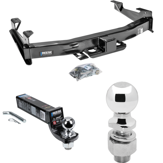 Fits 2003-2006 Chevrolet Silverado 3500 Trailer Hitch Tow PKG w/ Interlock Ball Mount Starter Kit 3" Drop w/ 2" Ball + 2-5/16" Ball (For (Classic) Models) By Reese Towpower