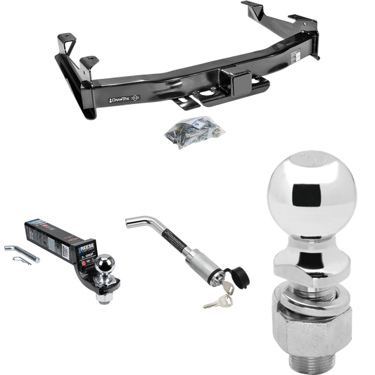 Fits 2001-2002 Chevrolet Silverado 2500 HD Trailer Hitch Tow PKG w/ Interlock Ball Mount Starter Kit 3" Drop w/ 2" Ball + Hitch Lock + 2-5/16" Ball + Hitch Lock By Draw-Tite