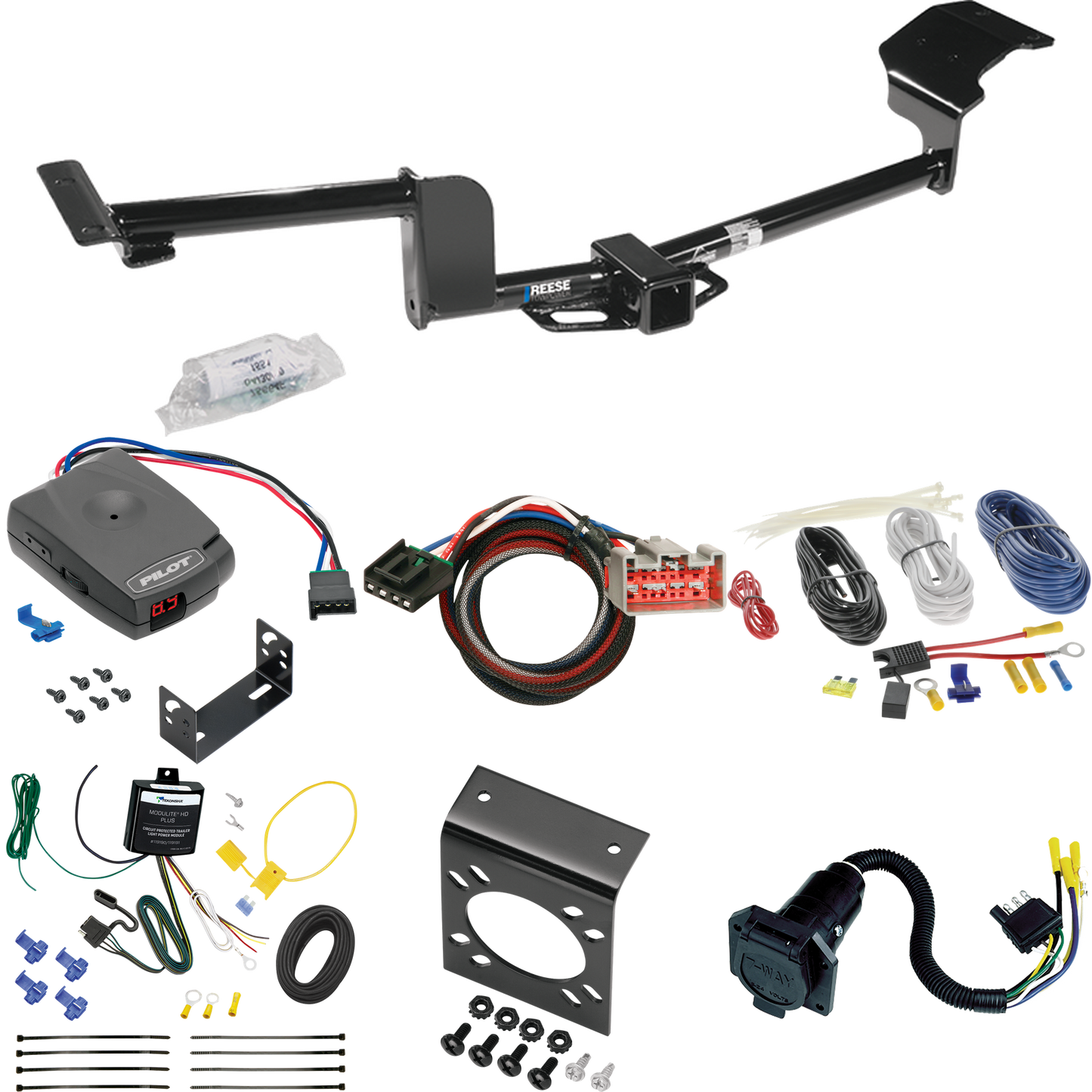 Fits 2012-2014 Lincoln MKT Trailer Hitch Tow PKG w/ Pro Series Pilot Brake Control + Plug & Play BC Adapter + 7-Way RV Wiring By Reese Towpower