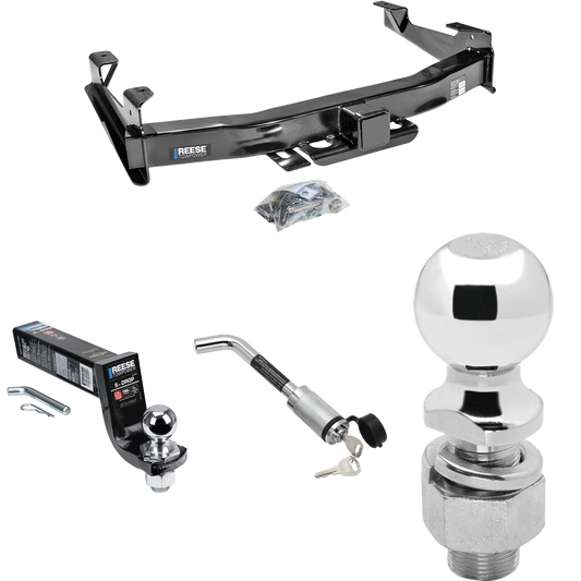 Fits 2007-2010 Chevrolet Silverado 3500 HD Trailer Hitch Tow PKG w/ Interlock Ball Mount Starter Kit 5" Drop w/ 2" Ball + Hitch Lock + 2-5/16" Ball + Hitch Lock By Reese Towpower