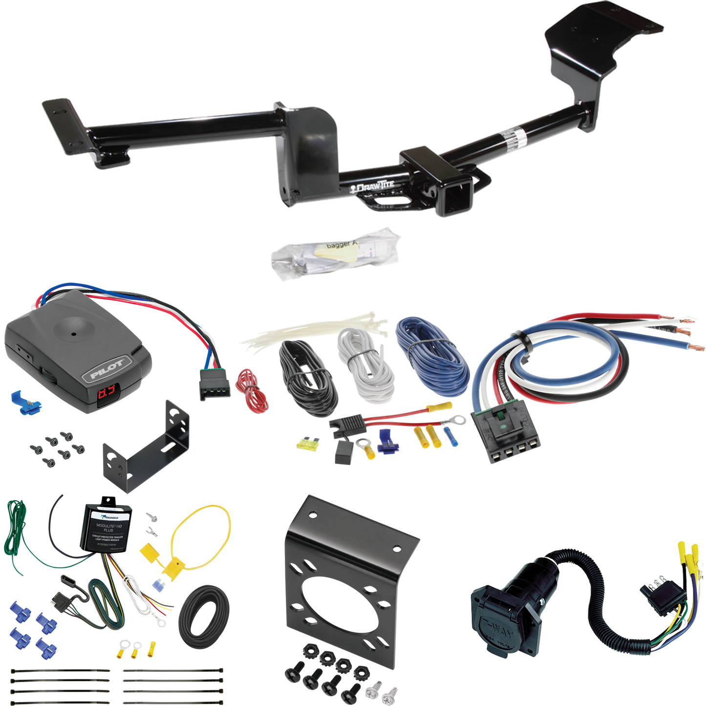 Fits 2012-2014 Lincoln MKT Trailer Hitch Tow PKG w/ Pro Series Pilot Brake Control + Generic BC Wiring Adapter + 7-Way RV Wiring By Draw-Tite