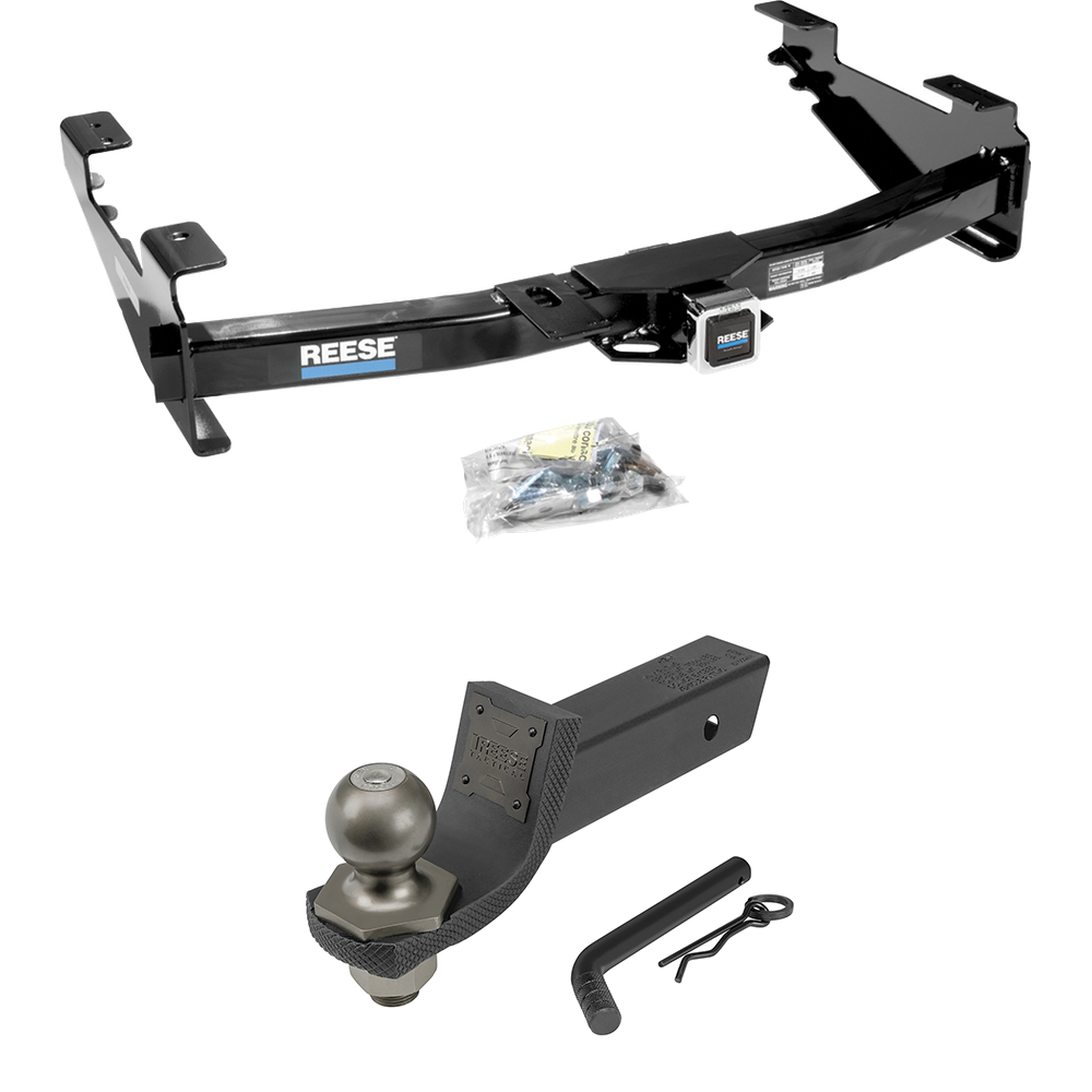 Fits 2001-2002 GMC Sierra 2500 HD Trailer Hitch Tow PKG + Interlock Tactical Starter Kit w/ 2" Drop & 2" Ball By Reese Towpower