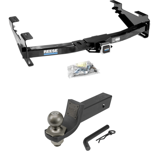 Fits 2001-2002 GMC Sierra 2500 HD Trailer Hitch Tow PKG + Interlock Tactical Starter Kit w/ 2" Drop & 2" Ball By Reese Towpower