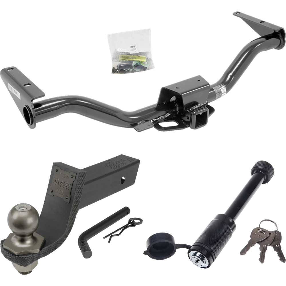 Fits 2015-2022 GMC Canyon Trailer Hitch Tow PKG + Interlock Tactical Starter Kit w/ 3-1/4" Drop & 2" Ball + Tactical Dogbone Lock By Draw-Tite