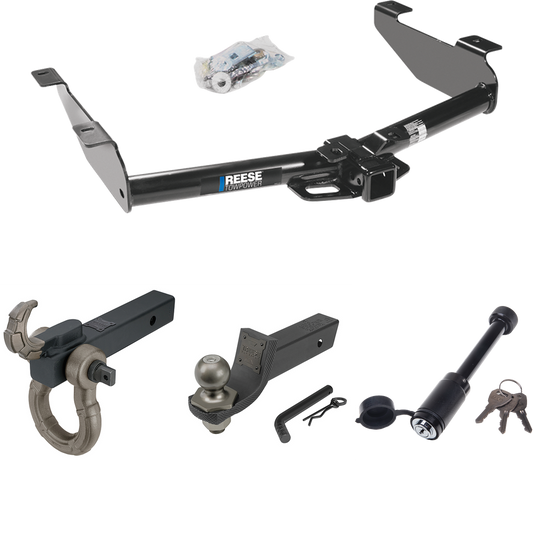 Fits 2003-2007 Chevrolet Silverado 2500 HD Trailer Hitch Tow PKG + Interlock Tactical Starter Kit w/ 2" Drop & 2" Ball + Tactical Hook & Shackle Mount + Tactical Dogbone Lock (For (Classic) Models) By Reese Towpower