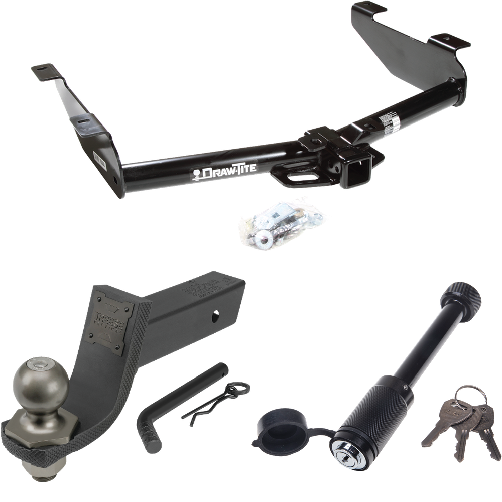 Fits 2001-2002 GMC Sierra 2500 HD Trailer Hitch Tow PKG + Interlock Tactical Starter Kit w/ 3-1/4" Drop & 2" Ball + Tactical Dogbone Lock By Draw-Tite