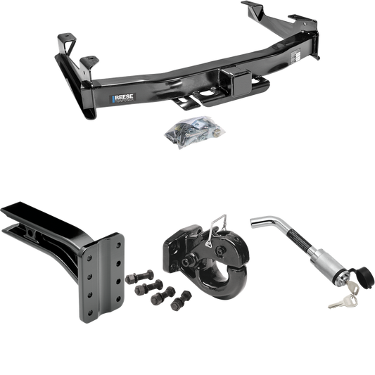 Fits 2003-2007 GMC Sierra 2500 HD Trailer Hitch Tow PKG w/ Pintle Hook Mounting Plate + 20K Pintle Hook + Hitch Lock (For (Classic) Models) By Reese Towpower