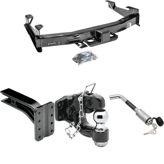 Fits 2003-2007 GMC Sierra 2500 HD Trailer Hitch Tow PKG w/ Pintle Hook Mounting Plate + Pintle Hook & 2" Ball Combination + Hitch Lock (For (Classic) Models) By Draw-Tite