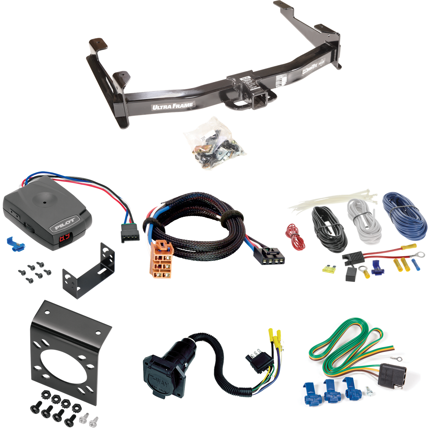 Fits 2003-2007 Chevrolet Silverado 3500 Trailer Hitch Tow PKG w/ Pro Series Pilot Brake Control + Plug & Play BC Adapter + 7-Way RV Wiring (For (Classic) Models) By Draw-Tite