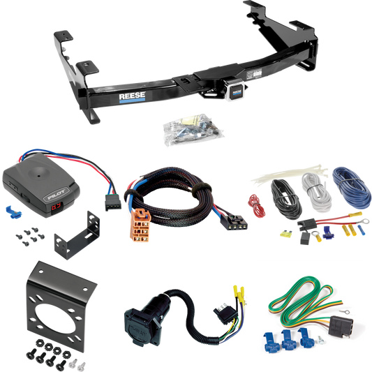 Fits 2003-2007 GMC Sierra 3500 Trailer Hitch Tow PKG w/ Pro Series Pilot Brake Control + Plug & Play BC Adapter + 7-Way RV Wiring (For (Classic) Models) By Reese Towpower