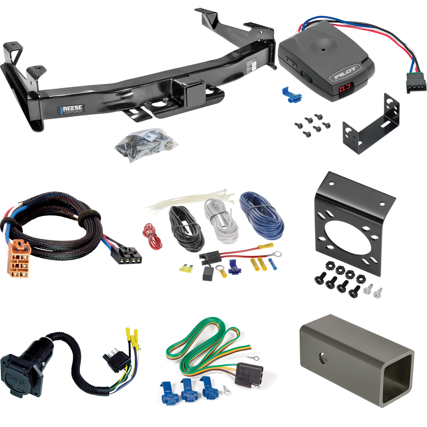 Fits 2003-2007 Chevrolet Silverado 2500 HD Trailer Hitch Tow PKG w/ Pro Series Pilot Brake Control + Plug & Play BC Adapter + 7-Way RV Wiring (For (Classic) Models) By Reese Towpower