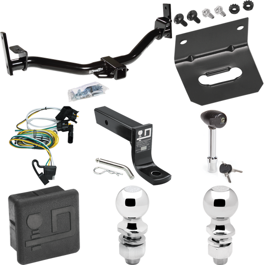 Fits 2002-2003 Ford Explorer Sport Trac Trailer Hitch Tow PKG w/ 4-Flat Wiring + Ball Mount w/ 4" Drop + 2" Ball + 2-5/16" Ball + Wiring Bracket + Hitch Lock + Hitch Cover By Draw-Tite