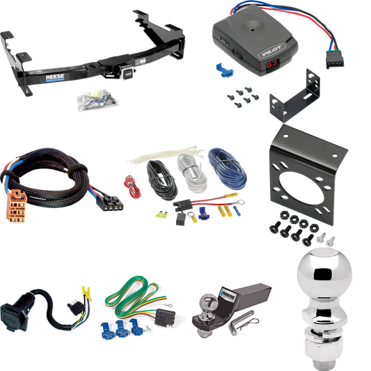 Fits 2003-2007 GMC Sierra 2500 HD Trailer Hitch Tow PKG w/ Pro Series Pilot Brake Control + Plug & Play BC Adapter + 7-Way RV Wiring + 2" & 2-5/16" Ball & Drop Mount (For (Classic) Models) By Reese Towpower