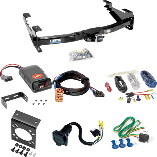 Fits 2003-2007 GMC Sierra 2500 HD Trailer Hitch Tow PKG w/ Pro Series POD Brake Control + Plug & Play BC Adapter + 7-Way RV Wiring (For (Classic) Models) By Reese Towpower