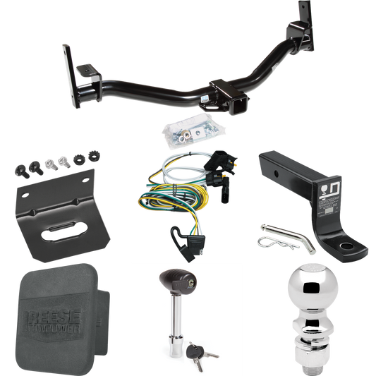 Fits 2002-2003 Ford Explorer Sport Trac Trailer Hitch Tow PKG w/ 4-Flat Wiring + Ball Mount w/ 4" Drop + 2-5/16" Ball + Wiring Bracket + Hitch Lock + Hitch Cover By Reese Towpower