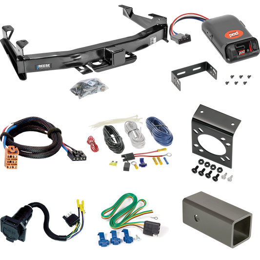 Fits 2003-2007 GMC Sierra 2500 HD Trailer Hitch Tow PKG w/ Pro Series POD Brake Control + Plug & Play BC Adapter + 7-Way RV Wiring (For (Classic) Models) By Reese Towpower