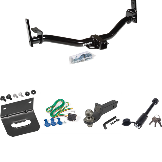 Se adapta al paquete de enganche de remolque Ford Explorer Sport Trac 2004-2005 con cableado de 4 planos + kit de inicio táctico de enclavamiento con caída de 2" y bola de 2" + bloqueo táctico de hueso de perro + soporte de cableado de Draw-Tite