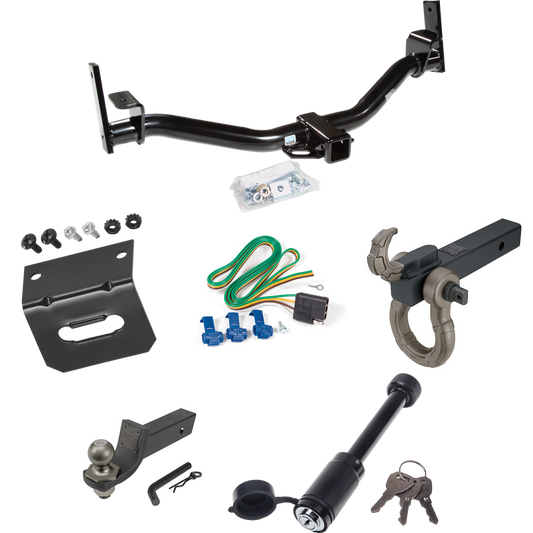 Fits 2004-2005 Ford Explorer Sport Trac Trailer Hitch Tow PKG w/ 4-Flat Wiring + Interlock Tactical Starter Kit w/ 2" Drop & 2" Ball + Tactical Hook & Shackle Mount + Tactical Dogbone Lock + Wiring Bracket By Reese Towpower