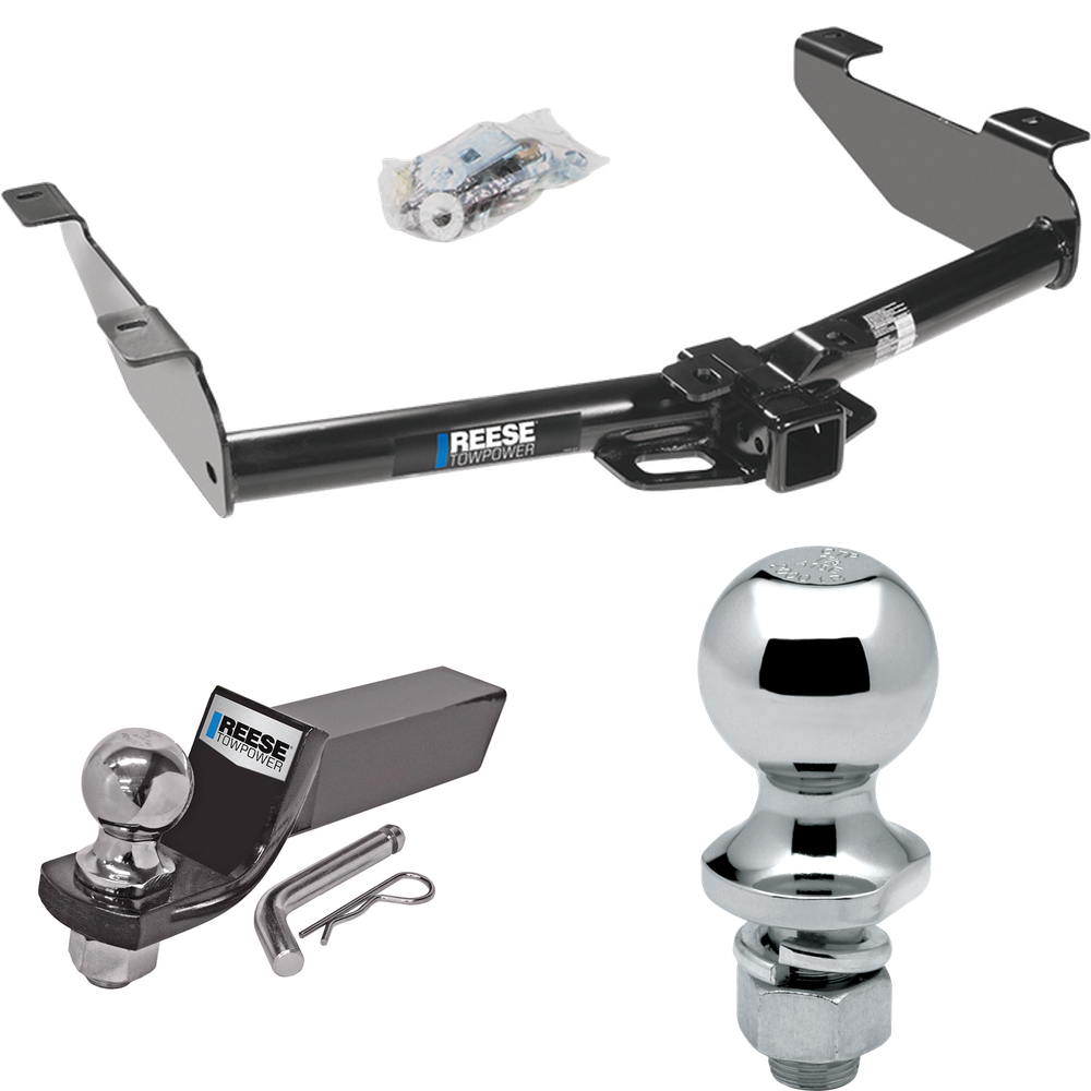 Fits 2001-2002 Chevrolet Silverado 3500 Trailer Hitch Tow PKG w/ Starter Kit Ball Mount w/ 2" Drop & 2" Ball + 1-7/8" Ball By Reese Towpower