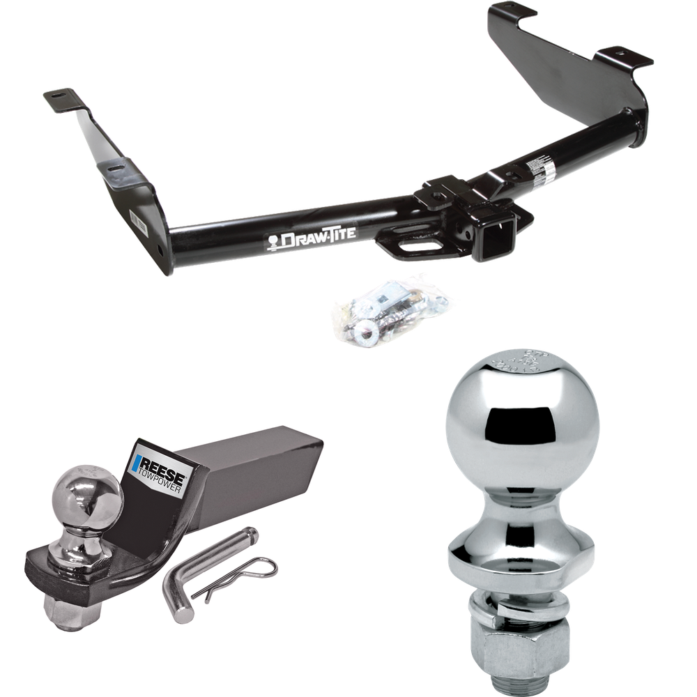 Fits 2001-2002 GMC Sierra 3500 Trailer Hitch Tow PKG w/ Starter Kit Ball Mount w/ 2" Drop & 2" Ball + 1-7/8" Ball By Draw-Tite