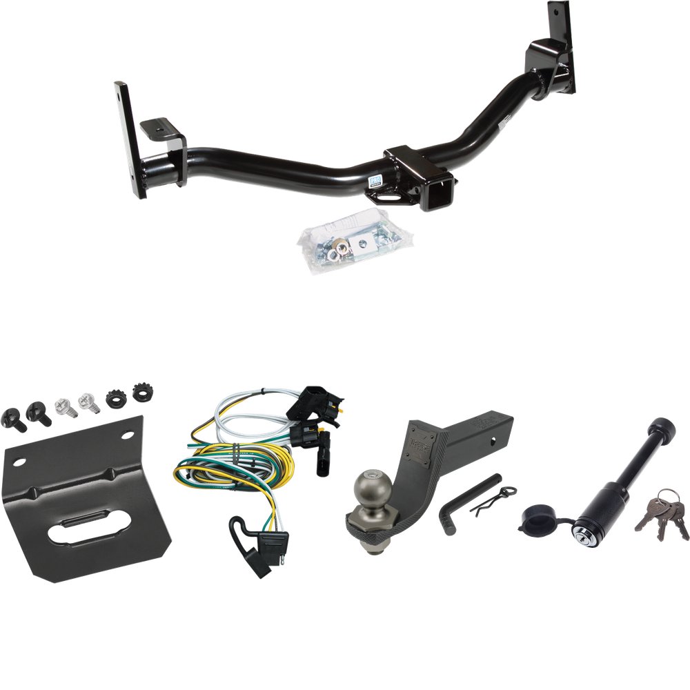 Fits 2002-2003 Ford Explorer Sport Trac Trailer Hitch Tow PKG w/ 4-Flat Wiring + Interlock Tactical Starter Kit w/ 3-1/4" Drop & 2" Ball + Tactical Dogbone Lock + Wiring Bracket By Reese Towpower