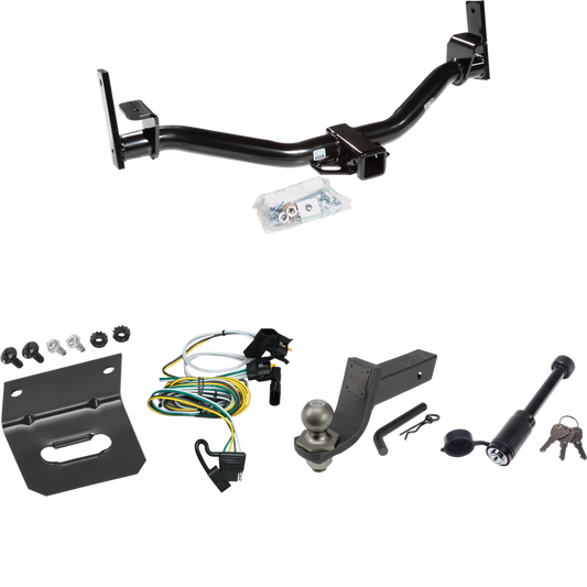 Fits 2002-2003 Ford Explorer Sport Trac Trailer Hitch Tow PKG w/ 4-Flat Wiring + Interlock Tactical Starter Kit w/ 3-1/4" Drop & 2" Ball + Tactical Dogbone Lock + Wiring Bracket By Reese Towpower