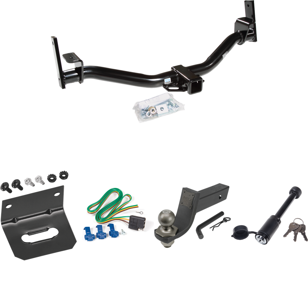 Fits 2001-2001 Ford Explorer Sport Trac Trailer Hitch Tow PKG w/ 4-Flat Wiring + Interlock Tactical Starter Kit w/ 3-1/4" Drop & 2" Ball + Tactical Dogbone Lock + Wiring Bracket By Reese Towpower