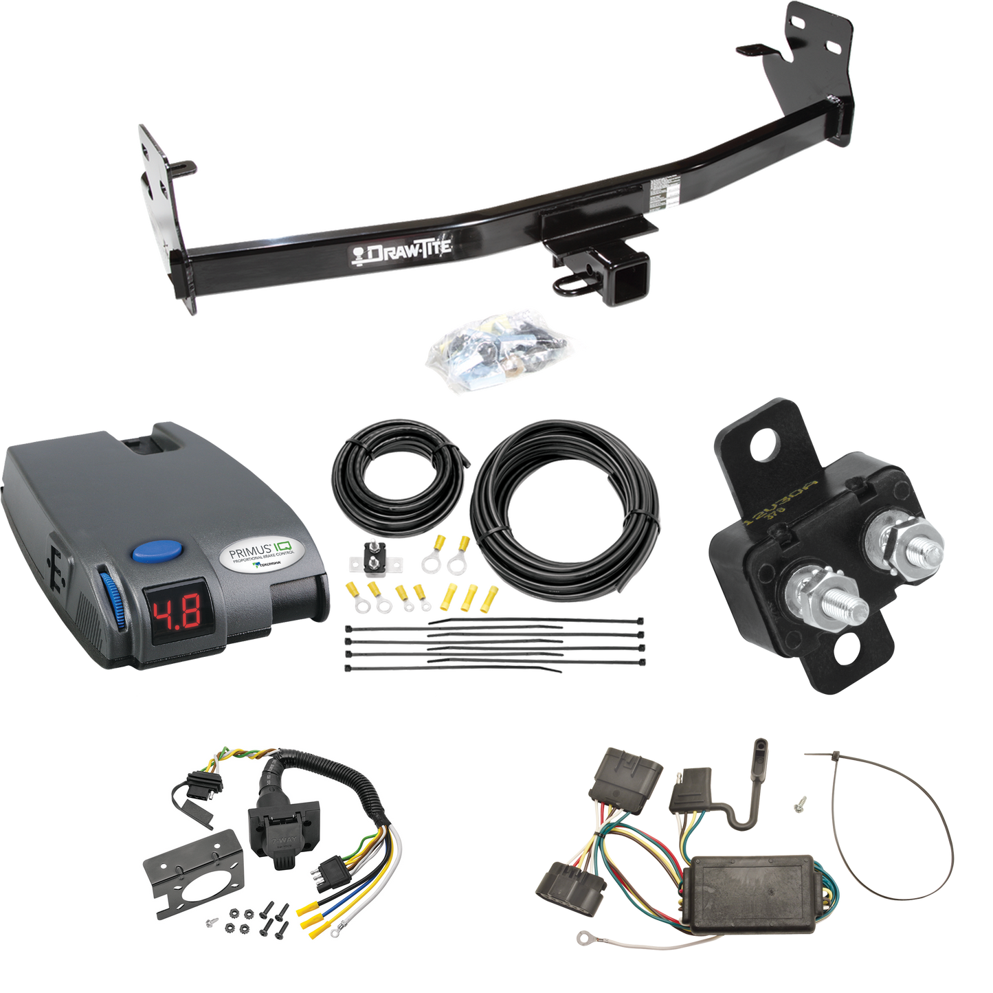 Fits 2007-2008 Isuzu i-370 Trailer Hitch Tow PKG w/ Tekonsha Primus IQ Brake Control + 7-Way RV Wiring By Draw-Tite