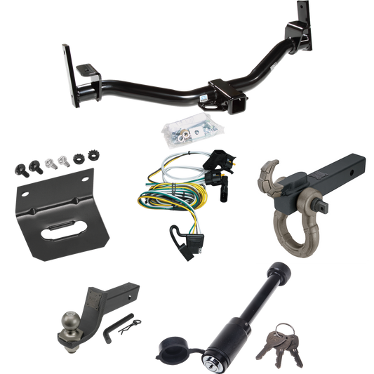 Fits 2002-2003 Ford Explorer Sport Trac Trailer Hitch Tow PKG w/ 4-Flat Wiring + Interlock Tactical Starter Kit w/ 3-1/4" Drop & 2" Ball + Tactical Hook & Shackle Mount + Tactical Dogbone Lock + Wiring Bracket By Reese Towpower