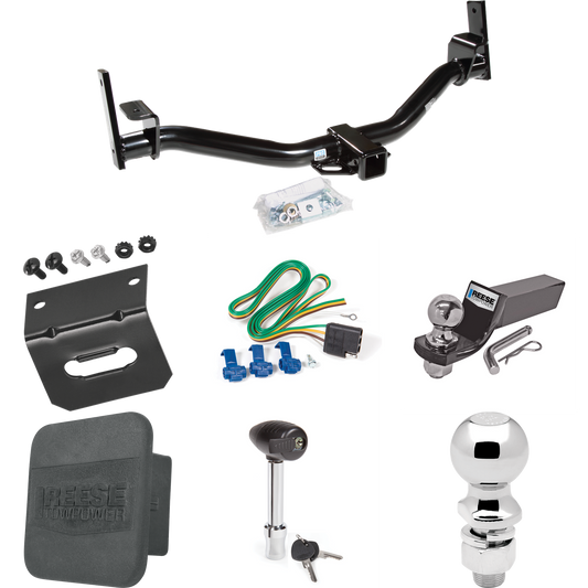 Fits 2001-2001 Ford Explorer Sport Trac Trailer Hitch Tow PKG w/ 4-Flat Wiring + Starter Kit Ball Mount w/ 2" Drop & 2" Ball + 2-5/16" Ball + Wiring Bracket + Hitch Lock + Hitch Cover By Reese Towpower