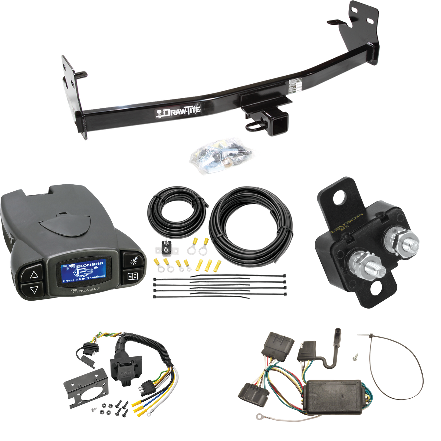 Se adapta al paquete de enganche de remolque Isuzu i-370 2007-2008 con control de freno Tekonsha Prodigy P3 + cableado RV de 7 vías de Draw-Tite