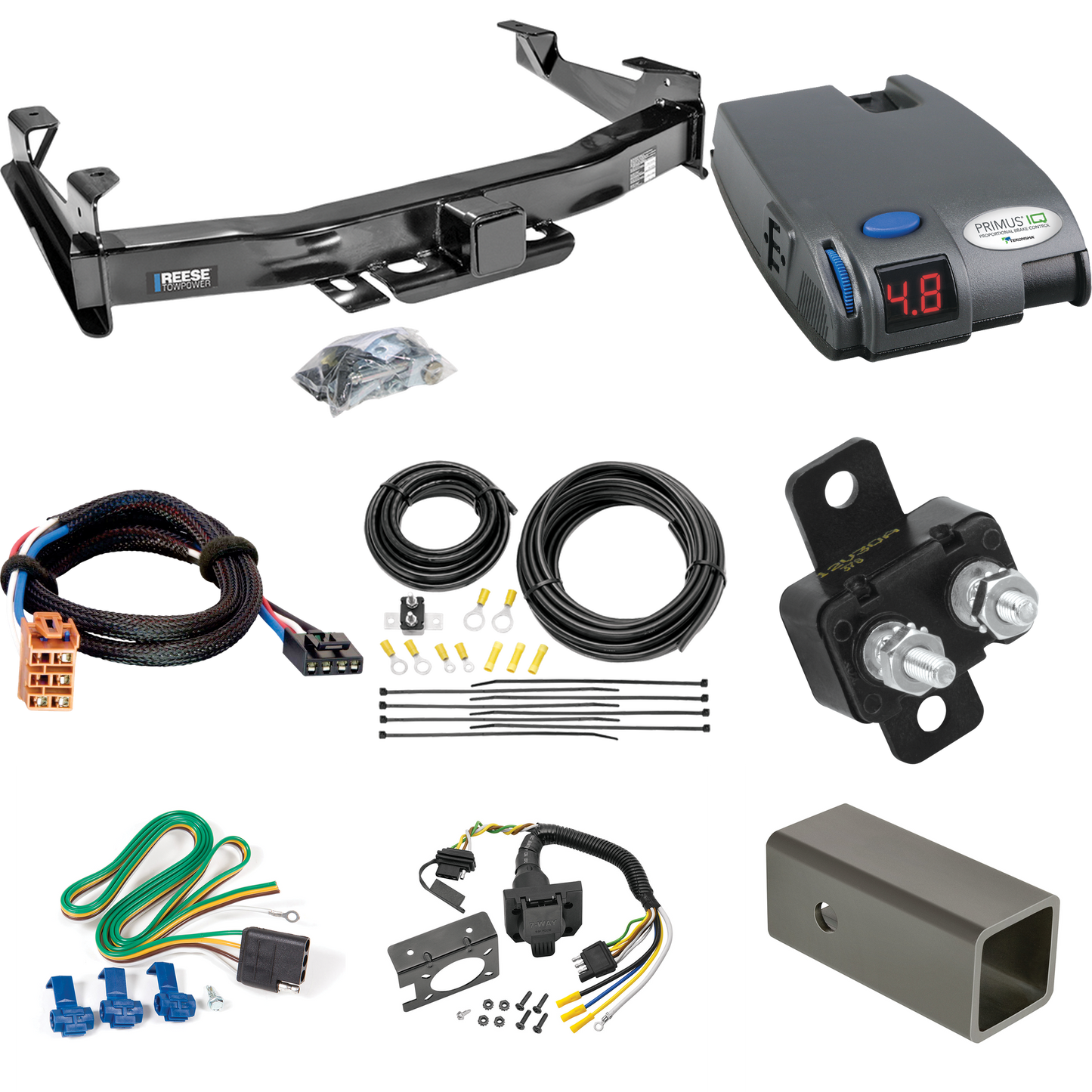 Fits 2003-2007 Chevrolet Silverado 2500 HD Trailer Hitch Tow PKG w/ Tekonsha Primus IQ Brake Control + Plug & Play BC Adapter + 7-Way RV Wiring (For (Classic) Models) By Reese Towpower