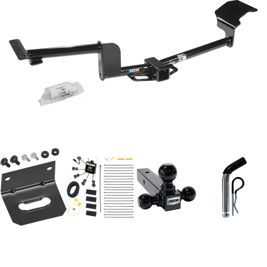 Fits 2010-2019 Lincoln MKT Trailer Hitch Tow PKG w/ 4-Flat Zero Contact "No Splice" Wiring Harness + Triple Ball Ball Mount 1-7/8" & 2" & 2-5/16" Trailer Balls + Pin/Clip + Wiring Bracket By Reese Towpower