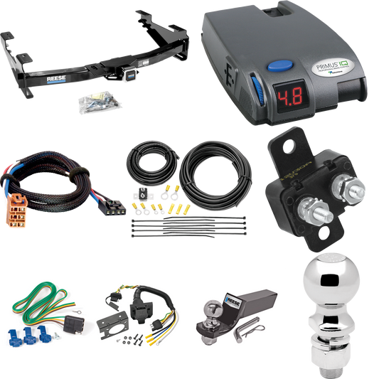 Fits 2003-2007 GMC Sierra 2500 HD Trailer Hitch Tow PKG w/ Tekonsha Primus IQ Brake Control + Plug & Play BC Adapter + 7-Way RV Wiring + 2" & 2-5/16" Ball & Drop Mount (For (Classic) Models) By Reese Towpower