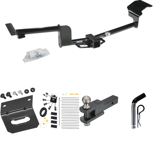 Fits 2010-2019 Lincoln MKT Trailer Hitch Tow PKG w/ 4-Flat Zero Contact "No Splice" Wiring Harness + Clevis Hitch Ball Mount w/ 2" Ball + Pin/Clip + Wiring Bracket By Reese Towpower