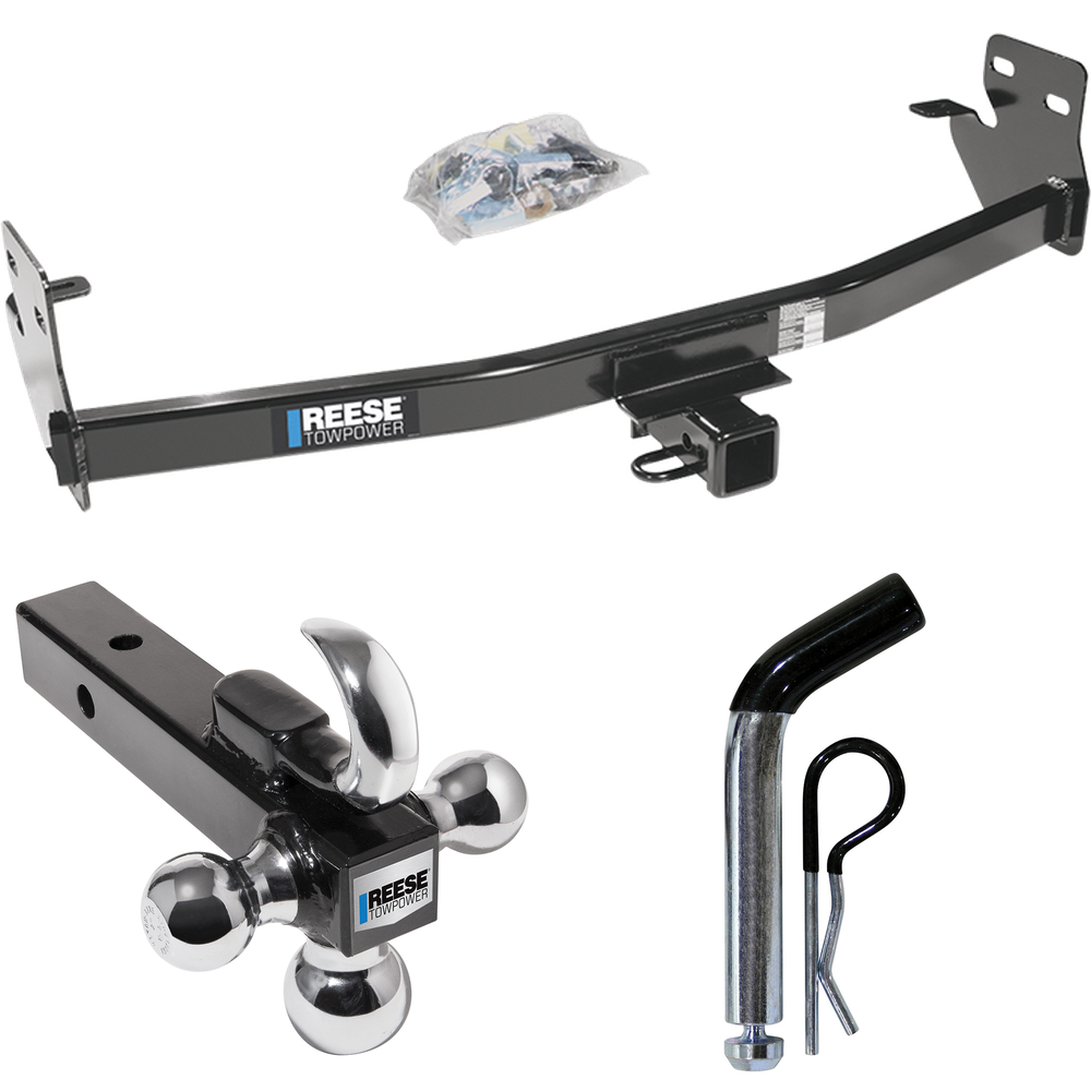 Fits 2007-2008 Isuzu i-370 Trailer Hitch Tow PKG w/ Triple Ball Ball Mount 1-7/8" & 2" & 2-5/16" Trailer Balls w/ Tow Hook + Pin/Clip By Reese Towpower