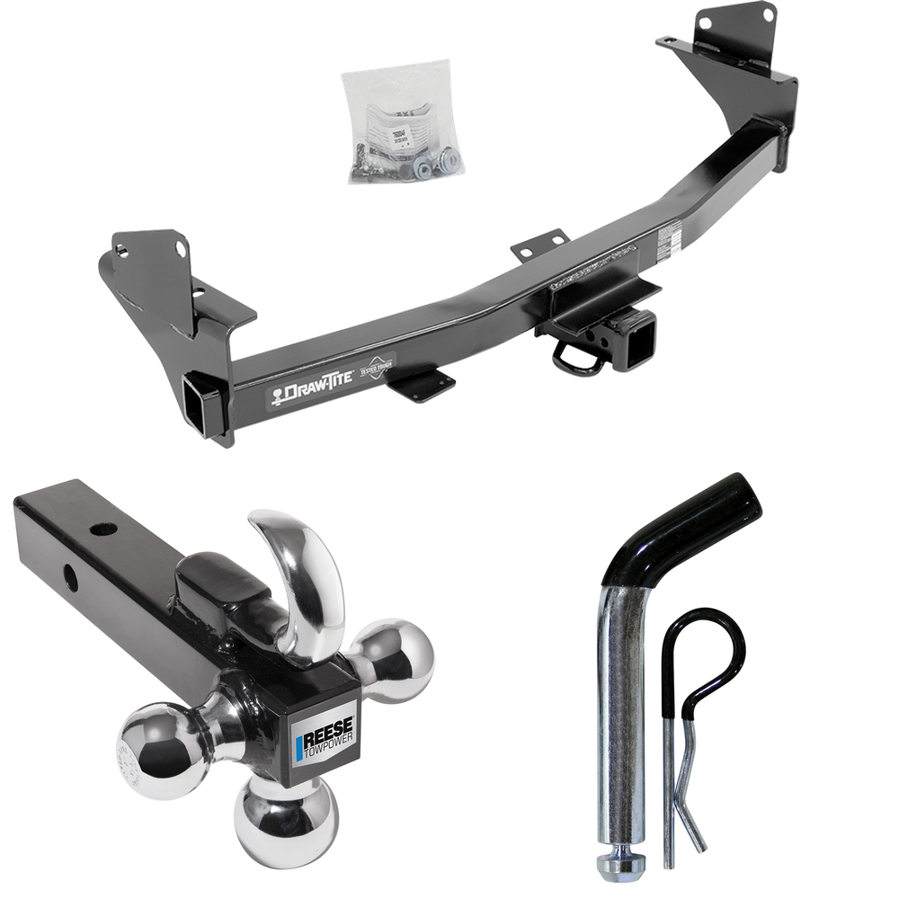 Fits 2015-2022 GMC Canyon Trailer Hitch Tow PKG w/ Triple Ball Ball Mount 1-7/8" & 2" & 2-5/16" Trailer Balls w/ Tow Hook + Pin/Clip By Draw-Tite