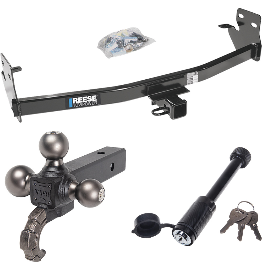 Fits 2006-2006 Isuzu i-280 Trailer Hitch Tow PKG + Tactical Triple Ball Ball Mount 1-7/8" & 2" & 2-5/16" Balls & Tow Hook + Tactical Dogbone Lock By Reese Towpower