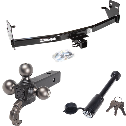 Fits 2007-2008 Isuzu i-370 Trailer Hitch Tow PKG + Tactical Triple Ball Ball Mount 1-7/8" & 2" & 2-5/16" Balls & Tow Hook + Tactical Dogbone Lock By Draw-Tite