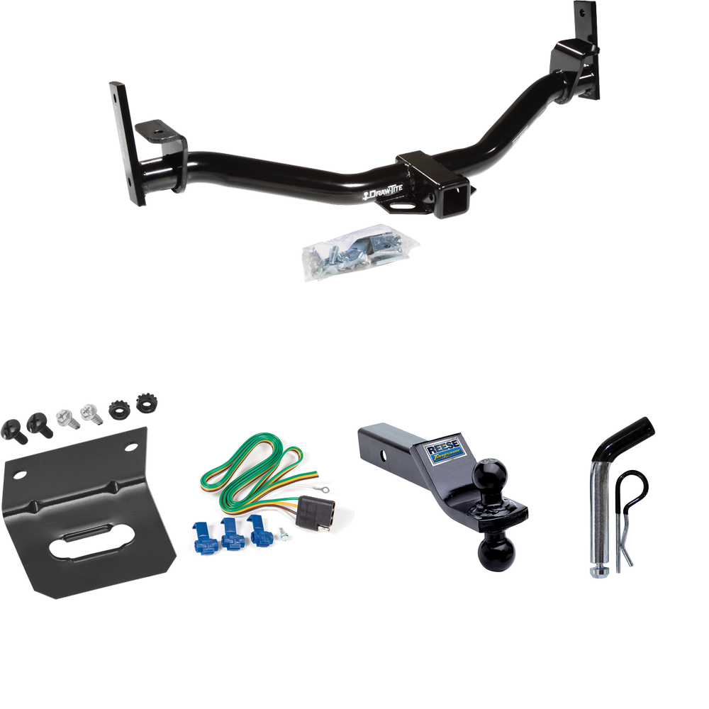 Fits 2004-2005 Ford Explorer Sport Trac Trailer Hitch Tow PKG w/ 4-Flat Wiring Harness + Dual Ball Ball Mount 1-7/8" & 2" Trailer Balls + Pin/Clip + Wiring Bracket By Draw-Tite