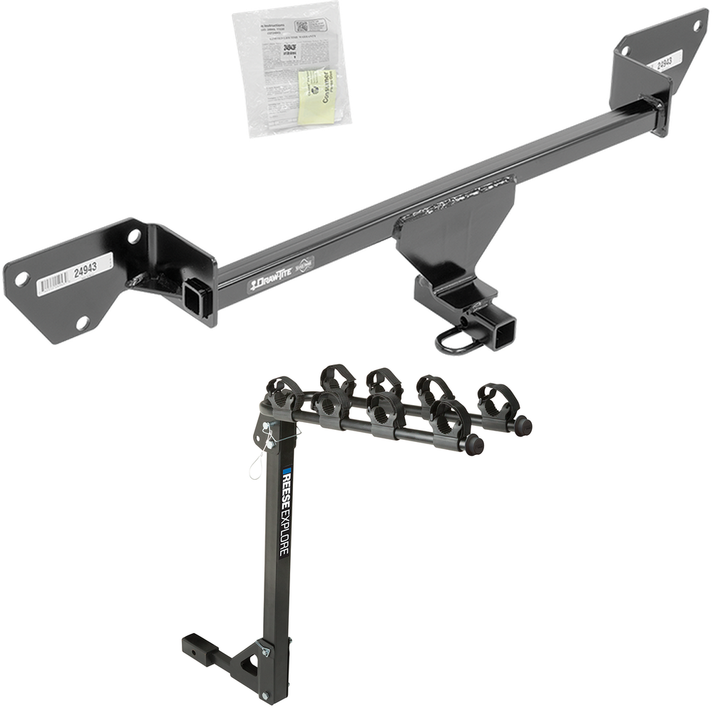 Fits 2016-2019 Chevrolet Cruze Trailer Hitch Tow PKG w/ 4 Bike Carrier Rack (For (New Body Style) Models) By Draw-Tite