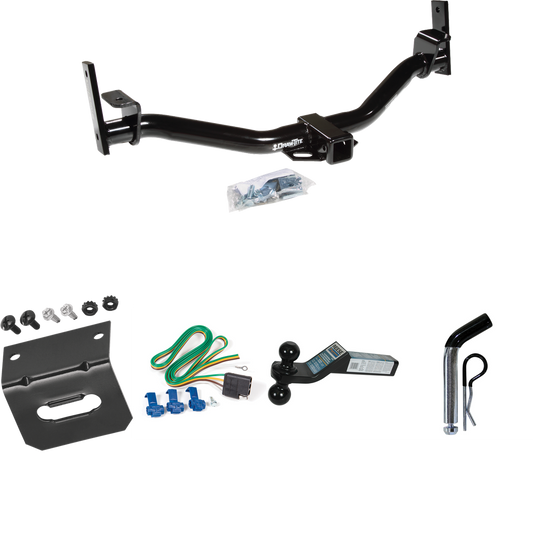 Se adapta al paquete de enganche de remolque Ford Explorer Sport Trac 2001-2005 con arnés de cableado de 4 planos + soporte de bola doble bolas de remolque de 2" y 2-5/16" + pasador/clip + soporte de cableado de Draw-Tite