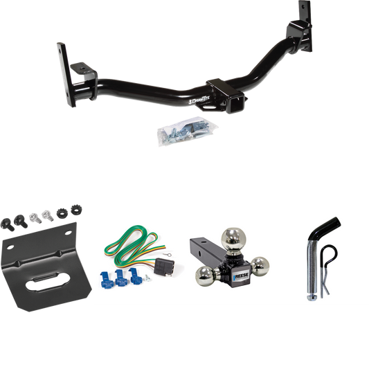 Fits 2004-2005 Ford Explorer Sport Trac Trailer Hitch Tow PKG w/ 4-Flat Wiring Harness + Triple Ball Ball Mount 1-7/8" & 2" & 2-5/16" Trailer Balls + Pin/Clip + Wiring Bracket By Draw-Tite