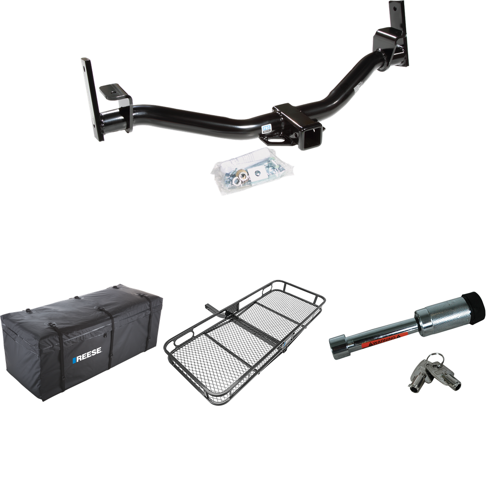 Fits 2001-2005 Ford Explorer Sport Trac Trailer Hitch Tow PKG w/ 60" x 24" Cargo Carrier + Cargo Bag + Hitch Lock By Reese Towpower